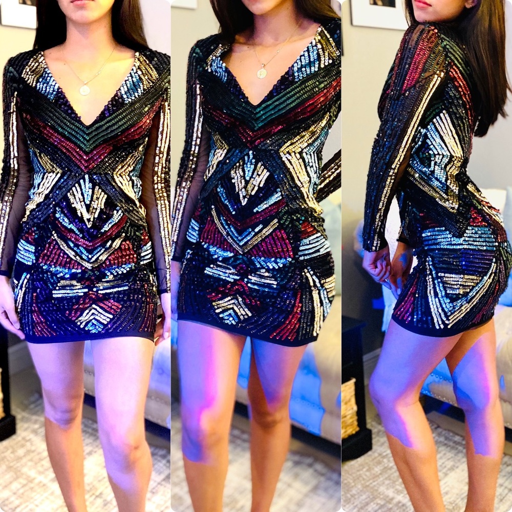 Black Multi Sequenced Dress